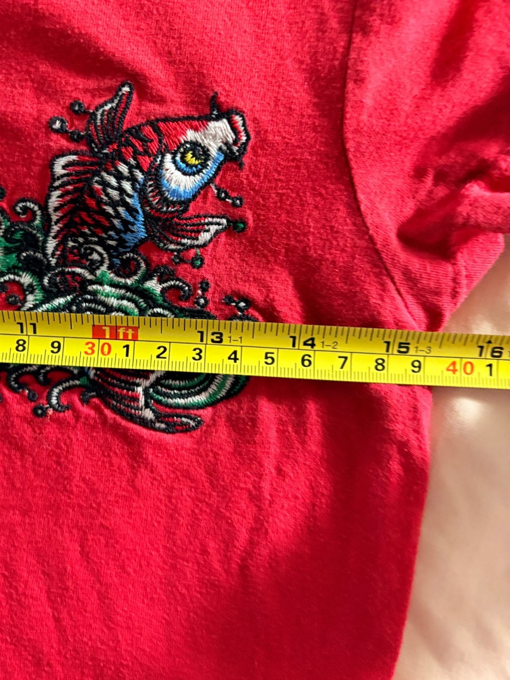 ED HARDY Y2K BABY TEE RARE Red Tattoo T Shirt Graphic Christian Audigier SZ S - Picture 6 of 12